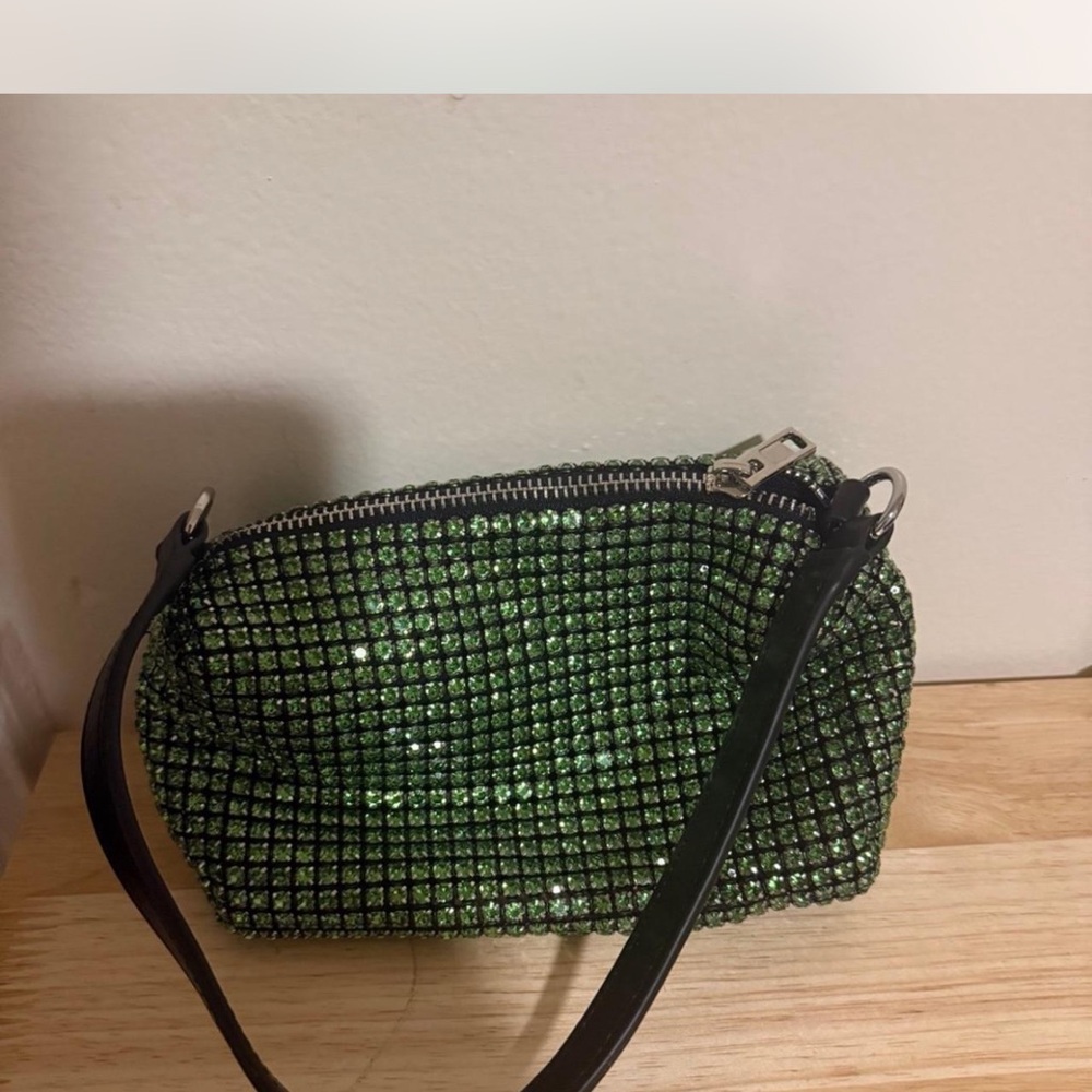 Green Crystal Embellished Women's Bag